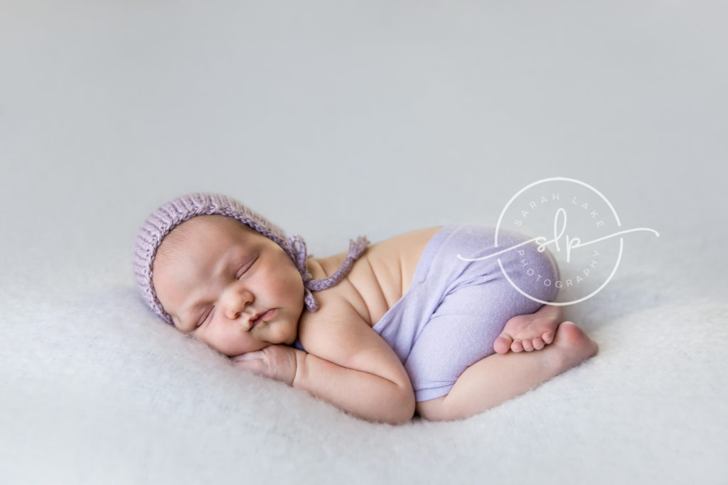 baby girl in lavender