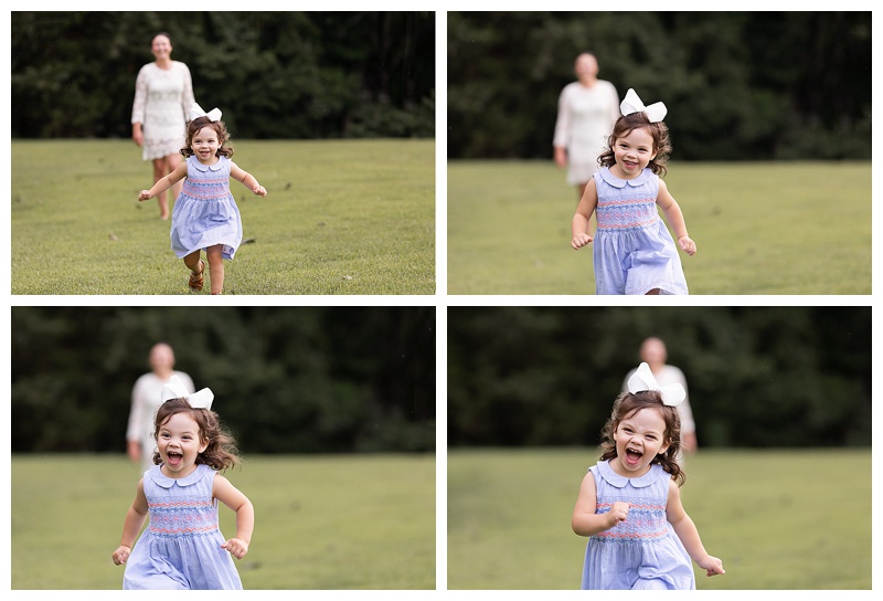 little girl running and giggling