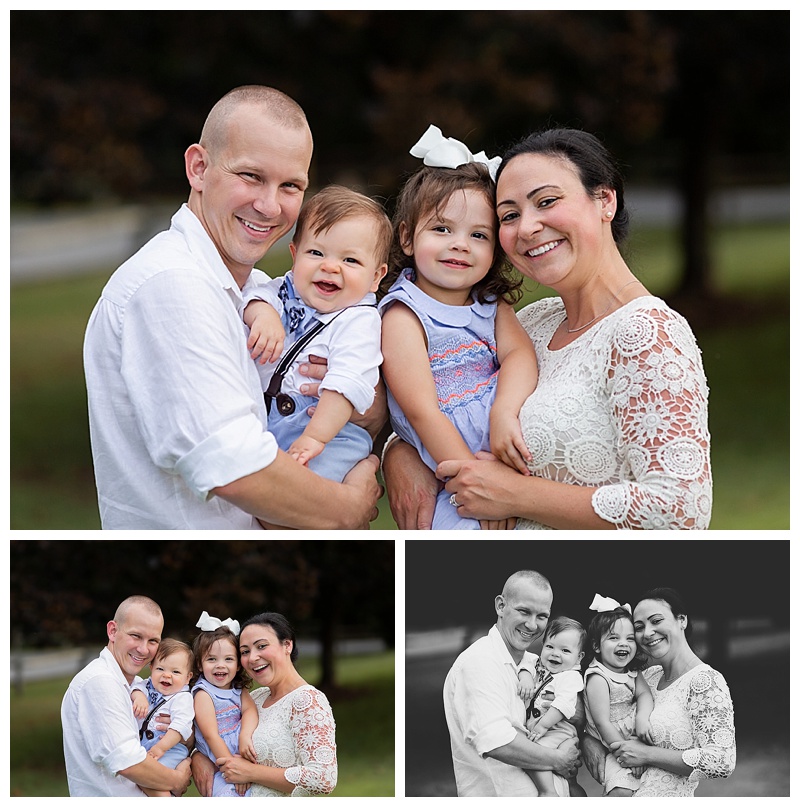 family of four smiling